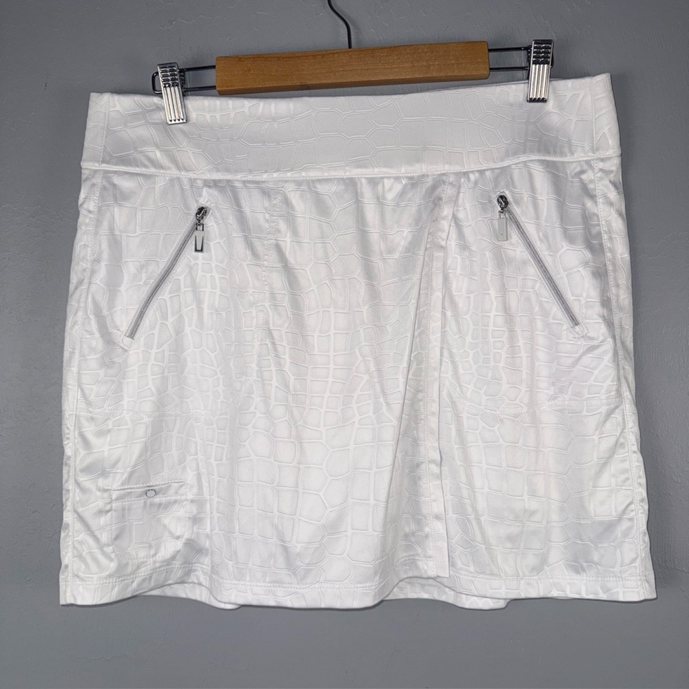 jamie sadock White Crocodile-Embossed Golf Skort